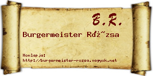 Burgermeister Rózsa névjegykártya